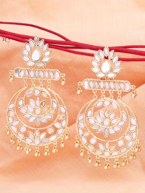 Buy Karatcart Floral Design Mirror Work Long Dangler Earrings Online At  Best Price @ Tata CLiQ