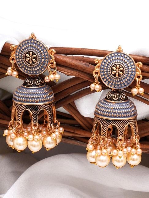 Pearl Jhumkas in Gold Plated Silver ER 383 – Deccan Jewelry