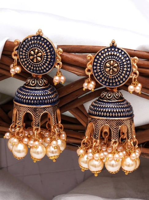 Chia Jewels Golden Round Hold Jhumki Style Antique Earrings, Size: Free  Size at Rs 280/pair in Surat