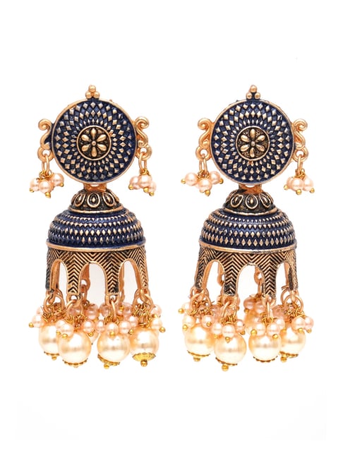 Fancy Navy Blue Jhumka Earrings – Cherrypick