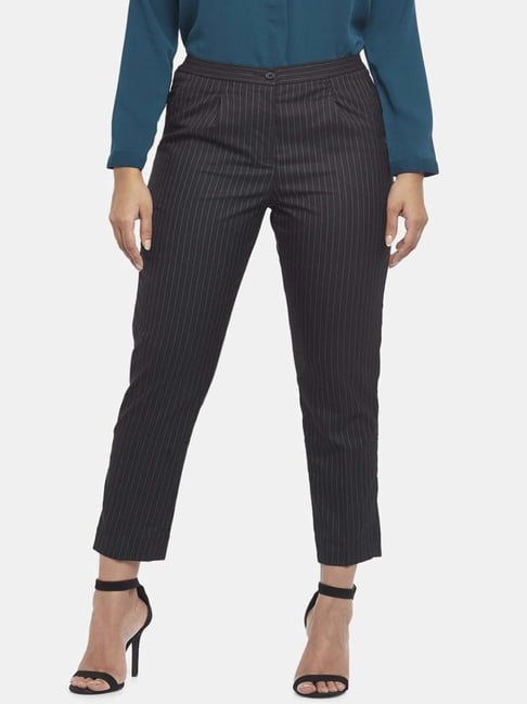 Buy Alina Beyond Fashion Womens Gold Striped Cotton Blend Cigarette  Trousers Online at Best Prices in India  JioMart