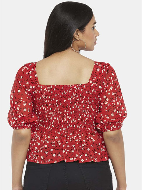 Buy People by Pantaloons Red Floral Print Top for Women Online @ Tata CLiQ