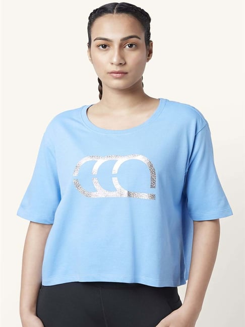 Ajile by Pantaloons Blue Cotton Graphic Print T-Shirt-picture-26
