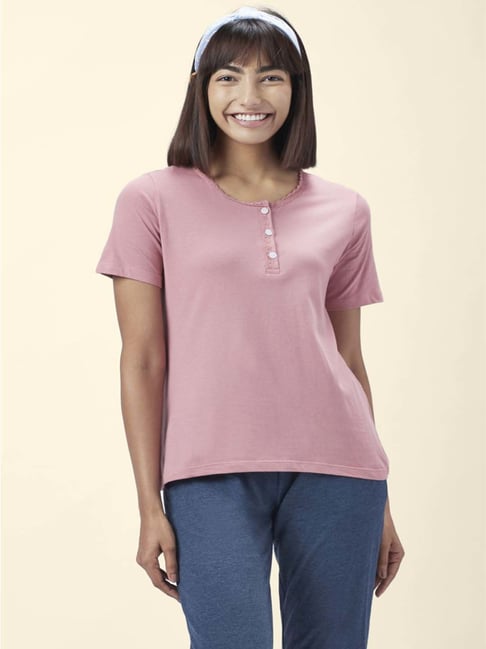 Dreamz by Pantaloons Pink Cotton Solid T-Shirt