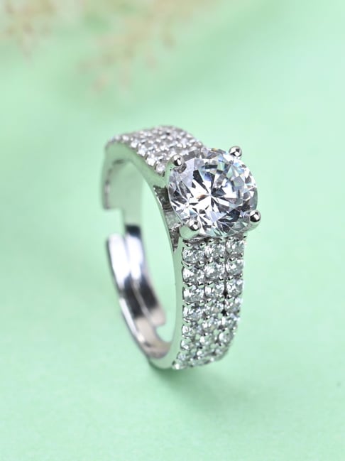 Buy Clara Sterling Silver Rhodium-Plated Solitaire Ring