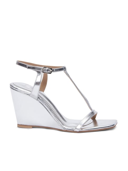 Buy Twenty Dresses Women s Silver Ankle Strap Wedges for Women at