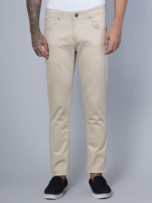 Buy Cantabil Khaki Regular Fit Flat Front Trousers for Mens Online  Tata  CLiQ