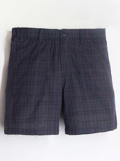 Cherry Crumble By Nitt Hyman Kids Navy Cotton Chequered Shorts-picture-36