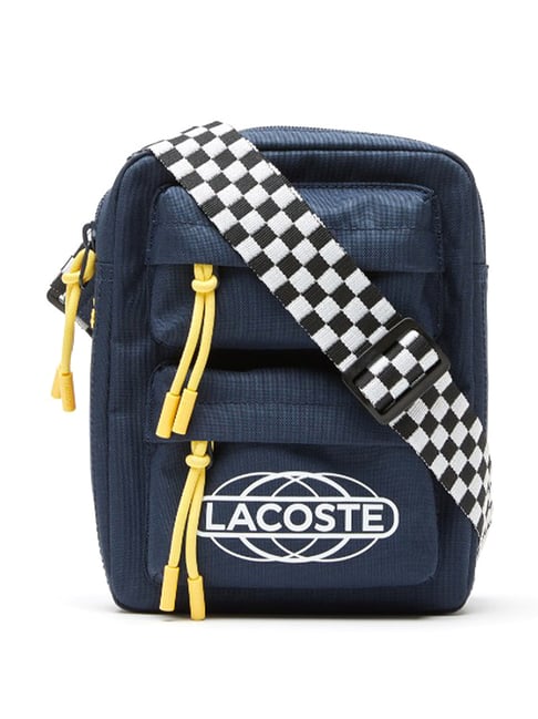 Lacoste Blue Medium Neocroc Checkboard Strap Camera Bag
