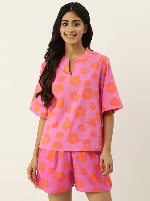 Secret Wish Pink Printed Top Shorts Set-picture-17