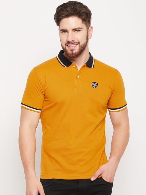 Cantabil Mustard Regular Fit Polo T-Shirt-picture-14