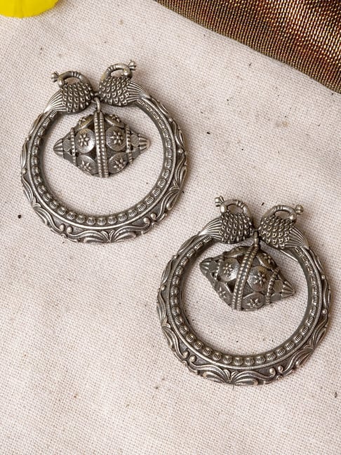 Teejh Ethnic Darshi Silver Oxidized Stud Earrings-picture-41