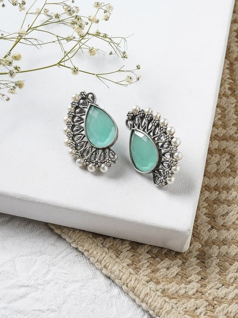 Peacock Style Green Stone Earrings | Winni.in