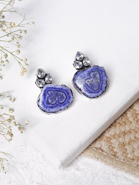 Shop blue silver earrings design. Stone Colour Blue