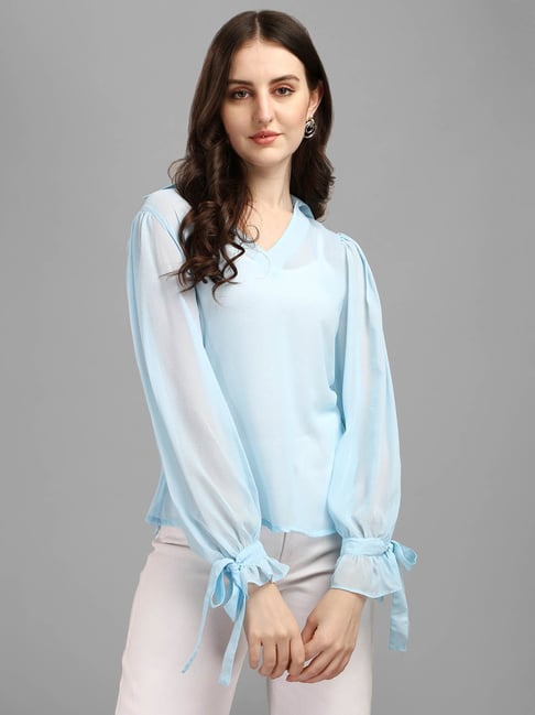 Light blue chiffon store top