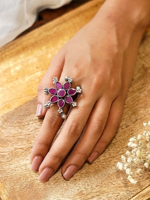 Fashion Stylish jewellery | Pink American Diamond Stone Ring - Gem O Sparkle
