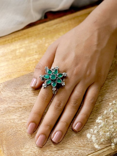 Rings Natural Stones Women | Vintage Rings Stone | Ring Green Stone | Alloy Stone  Ring - Rings - Aliexpress