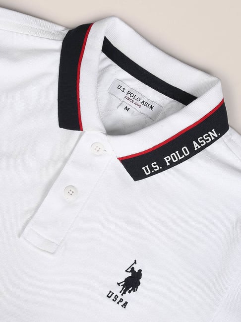 Buy Polo White Slim Fit Cotton Polo T-Shirt for Men's