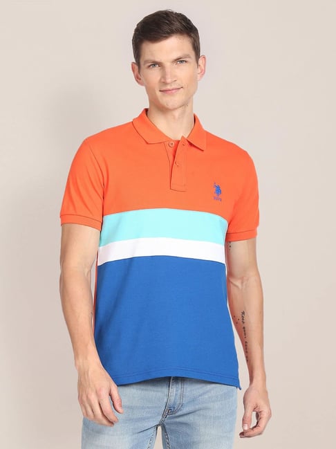 U.S. Polo Assn. Orange Slim Fit Cotton Polo T-Shirt