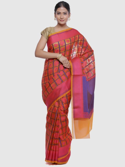 Banarasi Silk Works Pink Silk Woven Saree With Unstitched Blouse-picture-24