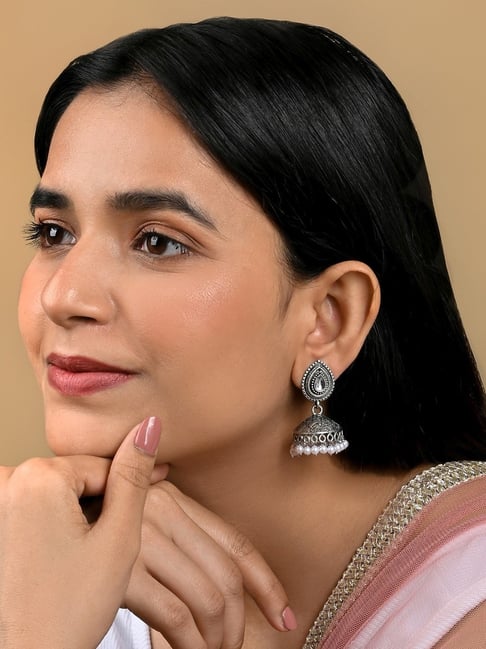 Buy Teejh Ethnic Ashriya Silver Oxidized Jhumki Earring Online At