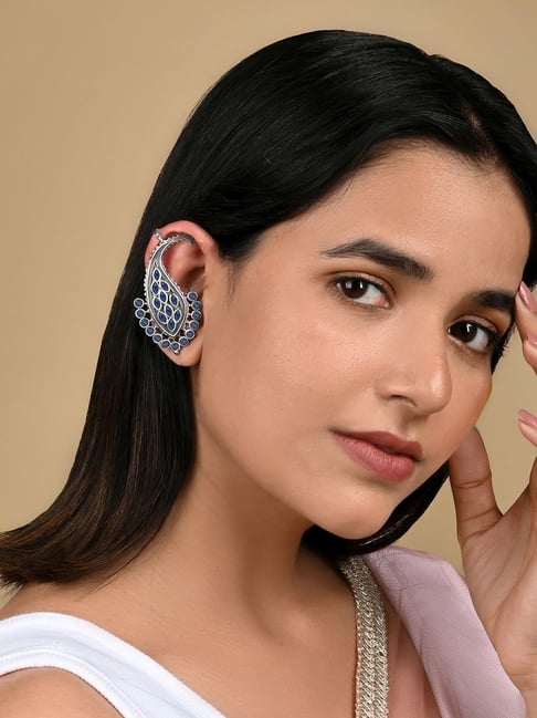 Oxidised Silver Ear cuff Bugadi Earrings - by Avvni The Store