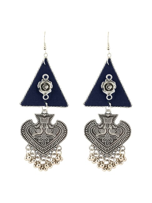 Cubic Zirconia Pearl Jhumka Earrings - Dark Blue | FashionCrab.com