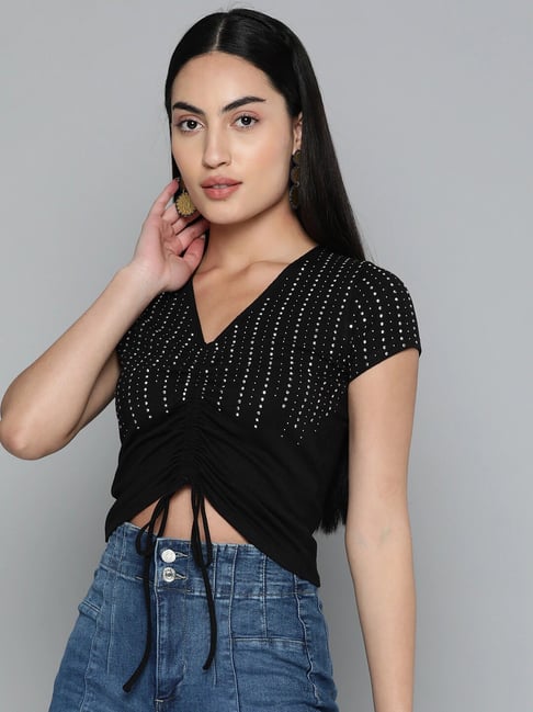 Black crochet top new deals look