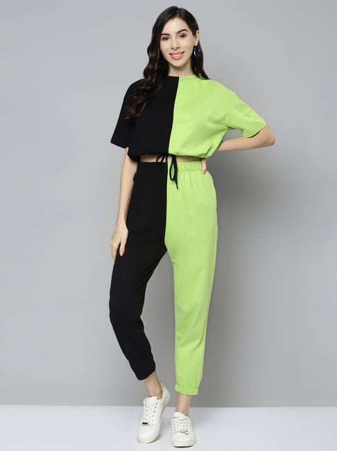 Black and shop lime green jumpsuit