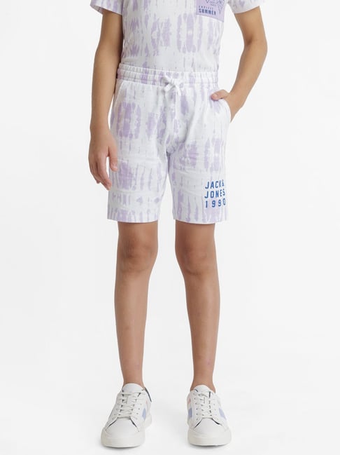 Buy Jack Jones Junior White Purple Tie Dye Shorts for Boys