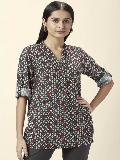 Buy Akkriti by Pantaloons Grey Printed Tunic for Women Online