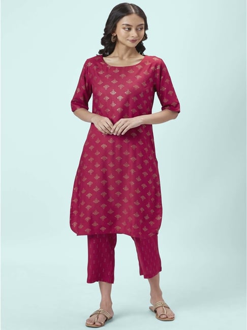 Rangmanch by Pantaloons Rust Printed Kurta Palazzo Set