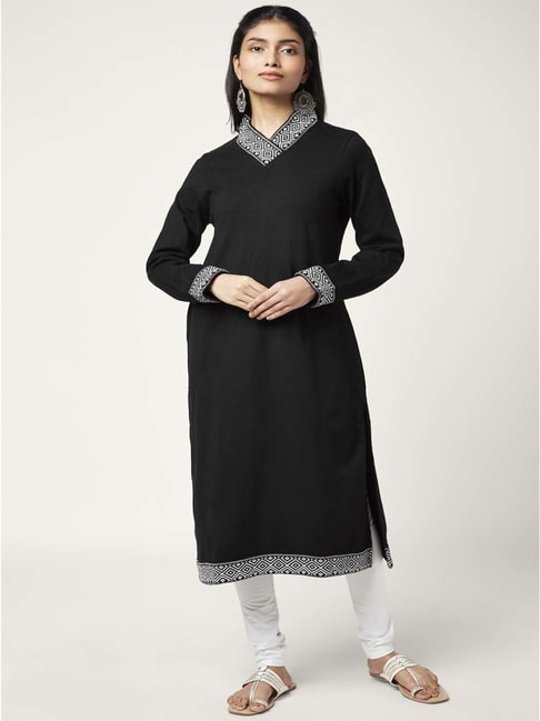 Vahson Hand Embroidered Lucknow Chikankari Georgette Black Kurta for Women  Without Inner (Small, Black) : Amazon.in: Fashion