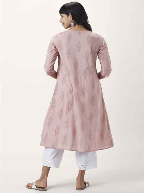 Rangmanch by Pantaloons Pink Cotton Printed A Line Kurta