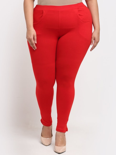 Extra Plus Size OverSize Heavy Cotton Lycra Pant in Red Color