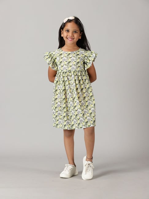 Kiddopanti Kids White Printed Dress