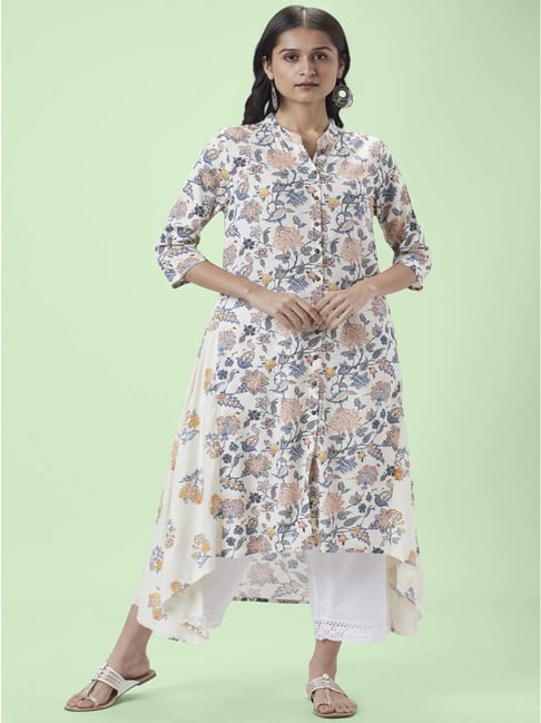 Rangmanch By Pantaloons Cotton Off White Kurtas - Buy Rangmanch By  Pantaloons Cotton Off White Kurtas online in India