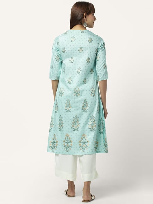 Rangmanch by Pantaloons Blue Printed A Line Kurta