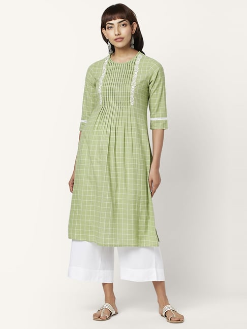 Rangmanch by Pantaloons White Cotton Embroidered A Line Kurta