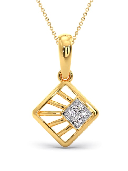 Candere By Kalyan Jewellers Lightweight 18k Yellow Gold and Diamond Pendant  for Women