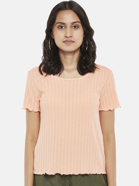 Honey by Pantaloons Pink Self Pattern Top