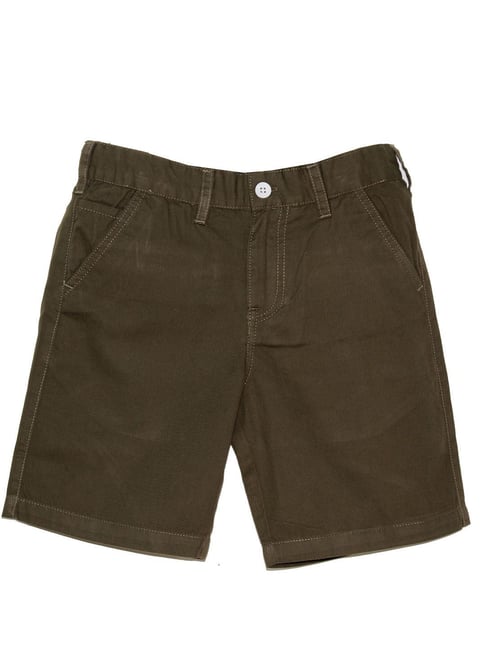 Kiddopanti Kids Olive Solid Shorts