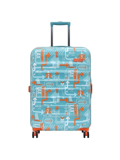 Uppercase JFK Teal Blue Printed Hard Large Trolley Bag - 53 cm