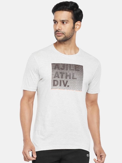 Buy Ajile By Pantaloons Grey Melange Printed Pure Cotton T Shirt