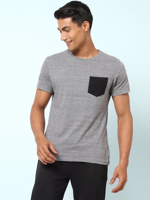 Ajile by Pantaloons Charcoal Grey Slim Fit Lounge T-Shirt-picture-16