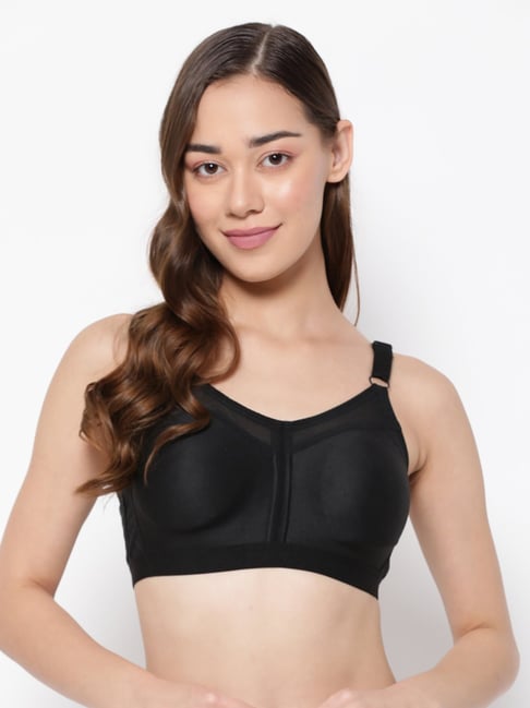 Black cotton non-wired bra