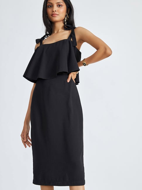 ASOS DESIGN ultimate midi tea dress with collar in black | ASOS