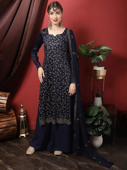 Buy RIYA Black Silk Blend Unstitched Gown Dress Material - Dress Material  for Women 2197093 | Myntra