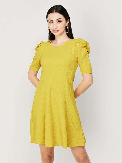 Mustard Yellow Sleeveless Cotton Pintuck Dress – Pinklay