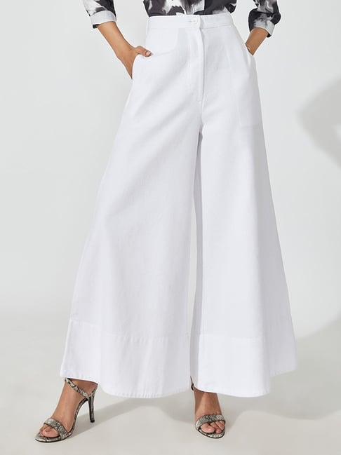 ASOS LUXE Curve suit pearl flare pants in white | ASOS